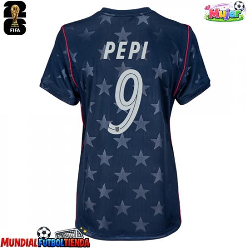 Camiseta Estados Unidos Ricardo Pepi #9 Segunda Equipación Replica Mundial 2026 para mujer mangas cortas